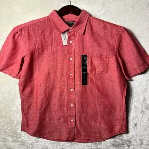 NWT Banana Republic Red Linen Button Up Shirt Men's S Lightweight Spring Summer